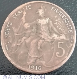 Image #1 of 5 Centimes 1916 ( * mintmark)