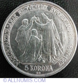 5 Korona 1907 - 40th Anniversary of the Coronation of Franz Joseph I as King of Hungary