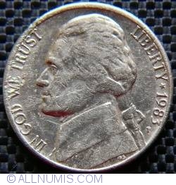 Image #2 of [EROARE] Jefferson Nickel 1983 P - Defect de material