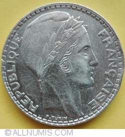 Image #2 of 20 Francs 1933 SL -  Short Leaves