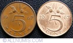 5 Cent 1967 (eaves touching rim)