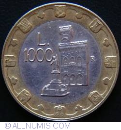 Image #1 of 1000 Lire 1997 R - Millennium of building of the castle