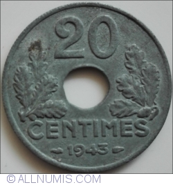 Image #1 of 20 Centimes 1943