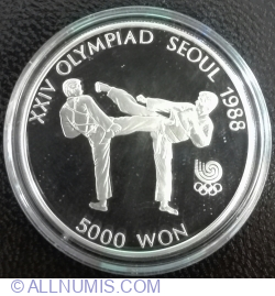 Image #1 of 5000 Won 1987 - Olympic Games 1988 in Seoul - Tae Kwon Do