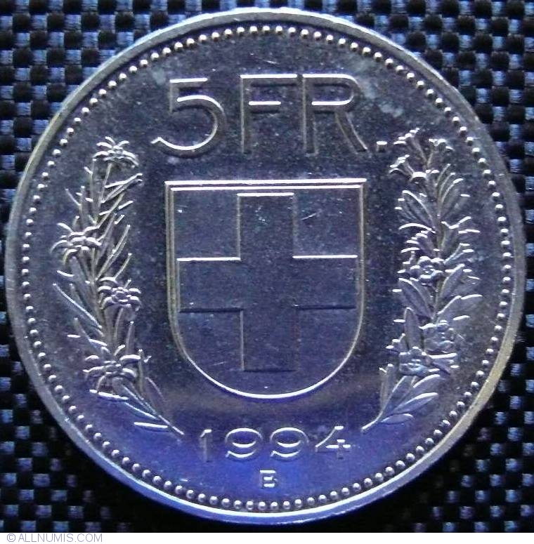 5 Francs 1994 B, Confederation - 1850-2019 - 5 Francs - Switzerland - Coin  - 21938