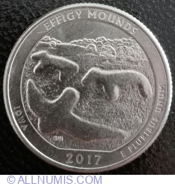 Image #1 of Quarter Dollar 2017 D - Effigy Mounds, Iowa