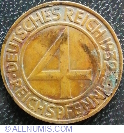 Image #1 of 4 Reichspfennig 1932 D