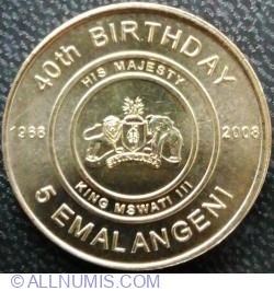 Image #1 of 5 Emalangeni 2008 - 40th Birthday of Mswati III