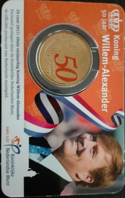 50 Euro Cent 2017 - Colourized 50 - 50th birthday of King Willem-Alexander