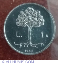 Image #1 of 1 Lira 1987 R - 15th Anniversary - Resumption of Coinage