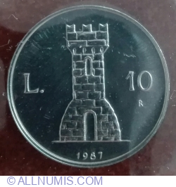 Image #1 of 10 Lire 1987 R - 15th Anniversary Resumption of Coinage