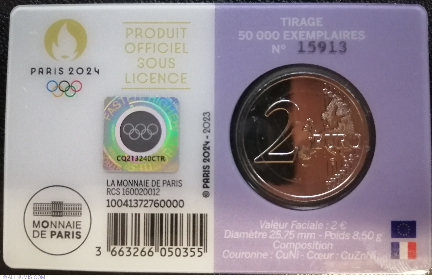 Paris 2024 Olympics Commemorative 2 Euro Coin