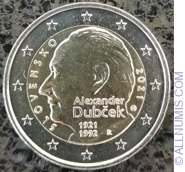 2 Euro 2021 - 100th anniversary of the birth of Alexander Dubček