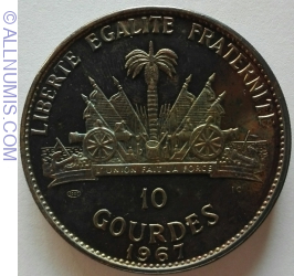 Image #1 of 10 Gourdes 1967 - 10th Anniversary of Revolution - Toussaint l'Ouverture