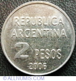 2 Pesos 2006 - Defense of Human Rights (reeded edge)
