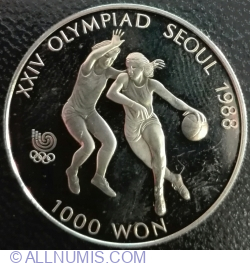 Image #1 of 1000 Won 1986 - Basketball - Olympic Games 1988 in Seoul
