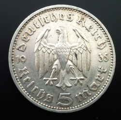 5 Reichsmark 1935 J Paul von Hindenburg
