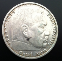 5 Reichsmark 1935 J Paul von Hindenburg