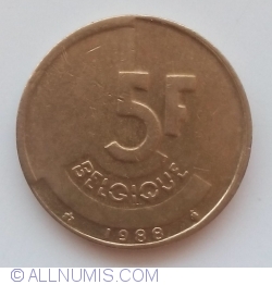 Image #1 of 5 Francs 1988 Belgique