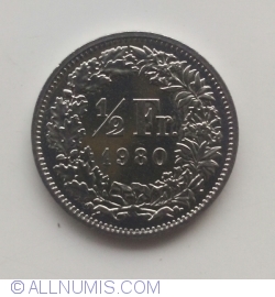 Image #1 of ½ Franc 1980