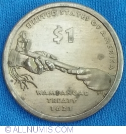 Image #1 of Sacagawea Dollar 2011 P - Wampanoag Treaty