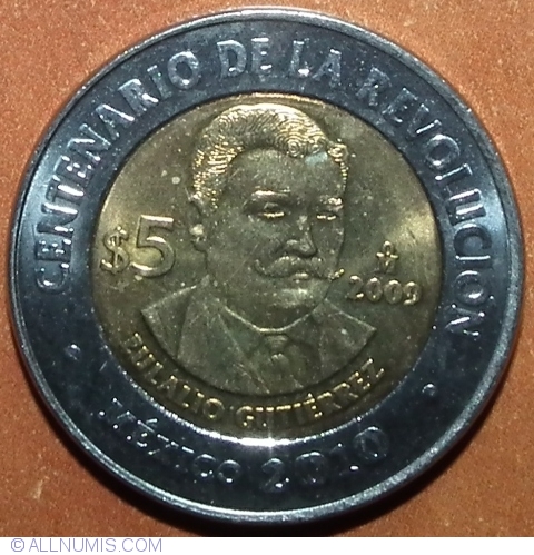 5 Pesos 2009 - Eulalio Gutiérrez, United Mexican States - Commemorative ...