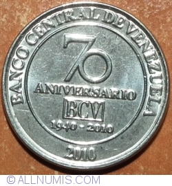 Image #2 of 50 Céntimos 2010 - 70th Anniversary of the Central Bank of Venezuela