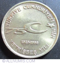 Image #2 of 100 000 Lira 1999 - 75 de ani de la proclamarea Republicii