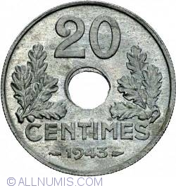 Image #2 of 20 Centimes 1943