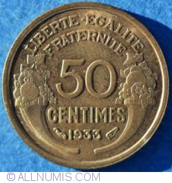 50 Centimes 1933 cifra 9 deschisa