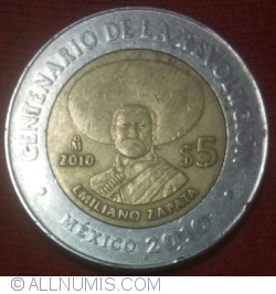 Image #1 of 5 Pesos 2010 - Emiliano Zapata