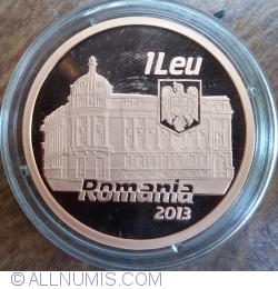 Image #1 of 1 Leu 2013 - The centennial anniversary of the Academy of High Commercial and Industrial Studies (the present-day Bucharest University of Economic Studies) - coppered tombac coin