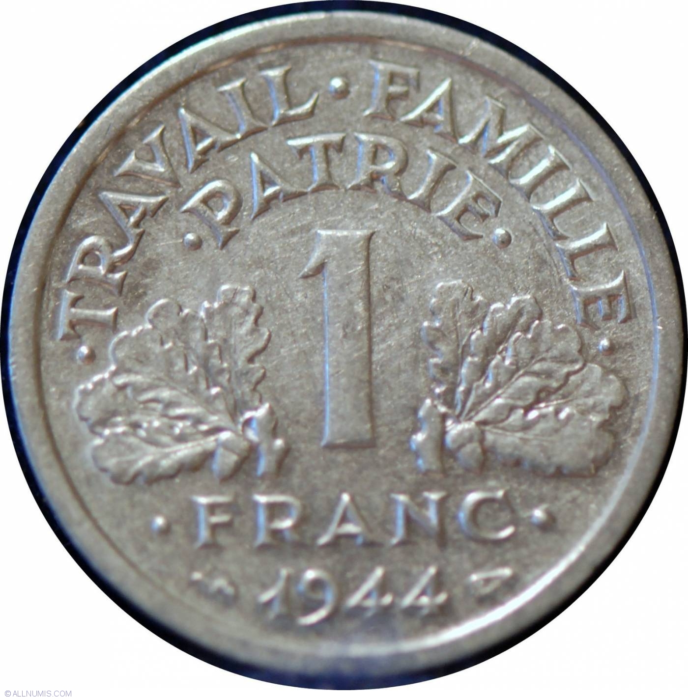 Vichy Government WWII France 1944-2 Francs Aluminum Coin