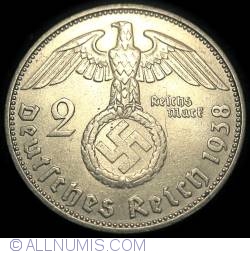 2 Reichsmark 1938 F - Paul von Hindenburg