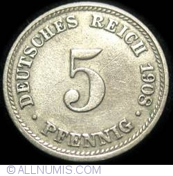 Image #1 of 5 Pfennig 1908 D