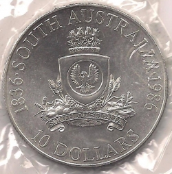 Image #1 of 10 Dollars 1986 - 150th anniversary of South Australia
