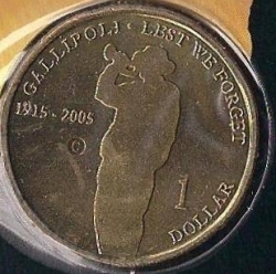 1 Dolar 2005 C - Aniversarea de 90 ani a bataliei de la Gallipoli (ANZAC-Turcia)