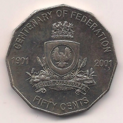 50 Cents 2001 - Federation Centennial - Tasmania