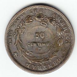 Image #1 of 50 Centimos 1923 - Counterstamped on 25 Centavos 1893
