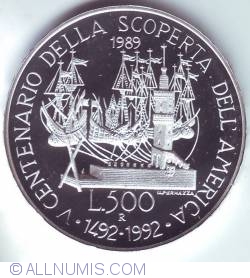 Image #2 of 500 Lire 1989 - Christopher Columbus