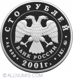 100 Ruble 2001 - Aniversarea De 40 Ani A Zborului In Spatiu A Lui Yuri Gagarin