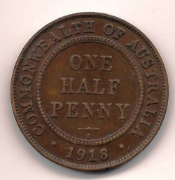 Image #1 of 1/2 Penny 1918