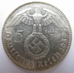5 Reichsmark 1937 J - Paul von Hindenburg