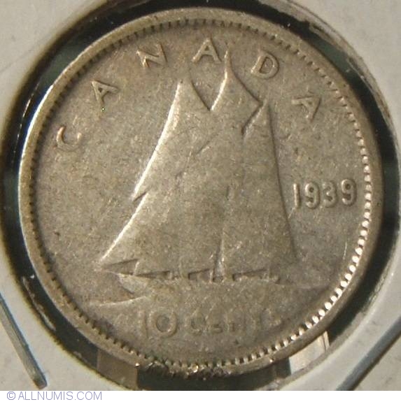 these 10 cent coins are 80% Silver Details about   1939 Canada dime 