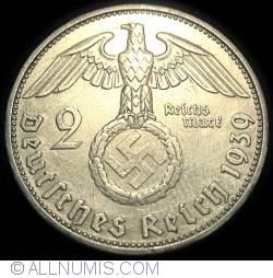 2 Reichsmark 1939 G - Paul von Hindenburg