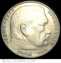 Image #2 of 2 Reichsmark 1939 G - Paul von Hindenburg