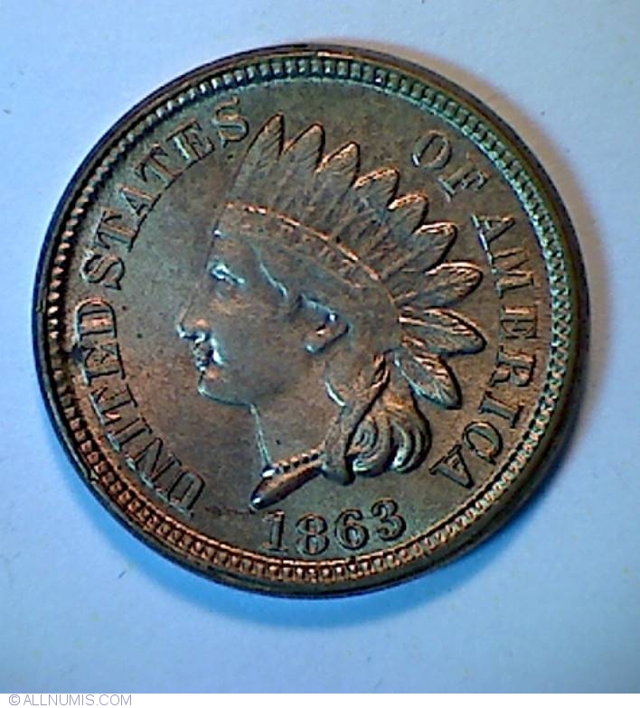 Indian Head Cent 1863, Cent, Indian Head (1859-1909) - United States of