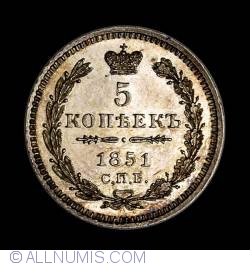 Image #1 of 5 Kopeks 1851 СПБ ПA