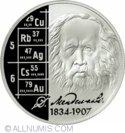 2 Ruble 2009 - Aniversarea De 175 Ani De La Nasterea Lui D.I.Mendeleev, Om De Stiinta