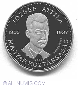 Image #1 of 10 Forint 2005 - Aniversarea de 100 ani de la nasterea lui Jozsef Attila
